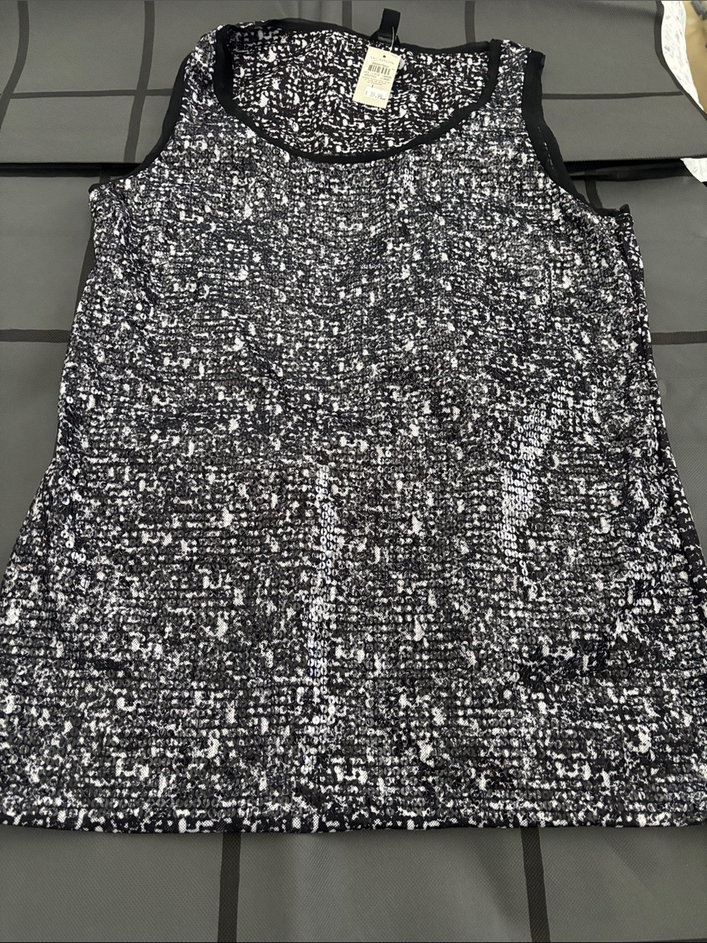 H&M Black and White Sequin Scoop Neck Tank